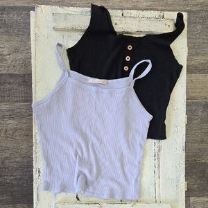 Soze Small Active USA Black and Light Purple Ribbed Tank Top Bundle Layering